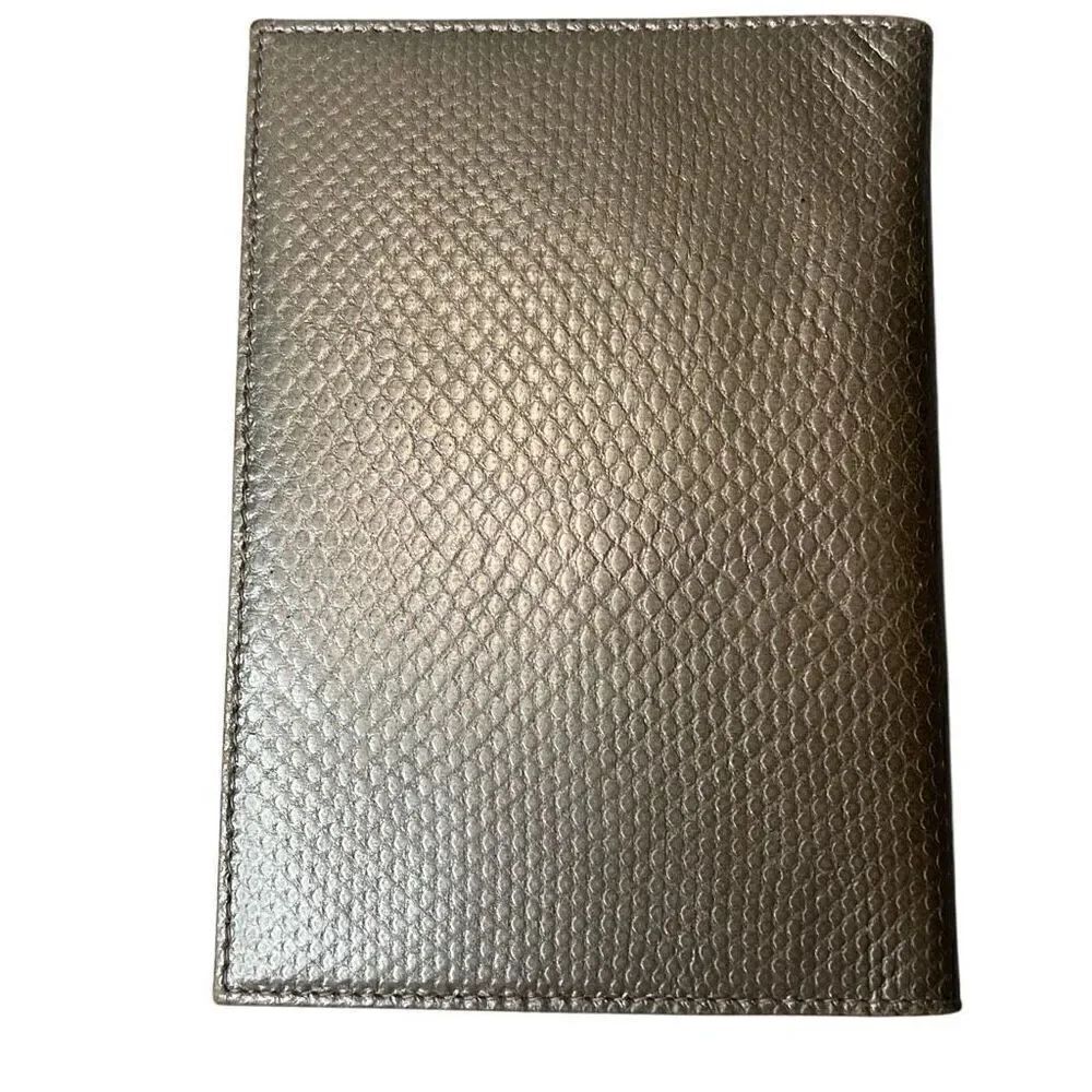 NWT Salvatore Ferragamo Silver Leather Python-Print Passport Holder.